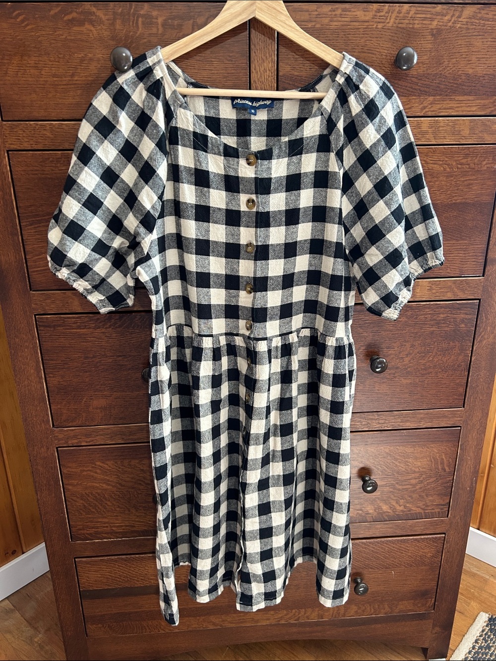 Princess Highway Black and White Gingham Button Dress